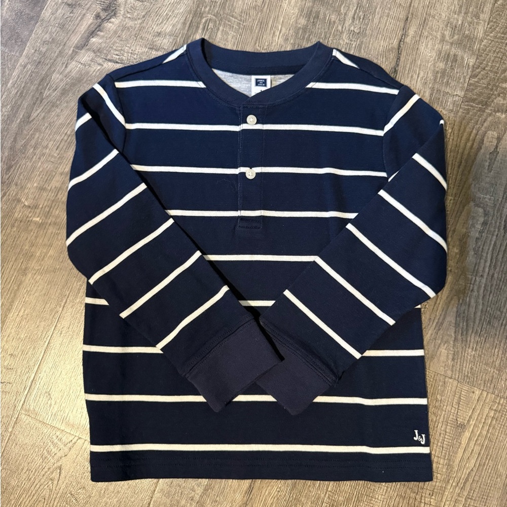 Janie and Jack Navy and White Striped Long Sleeve Tee